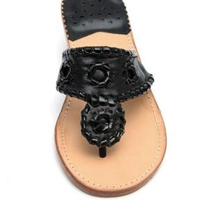 NEW Palm Beach Black and Black Patent Leather Sandal Flip Flips Size 8.5